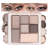 Paleta CAKAILA Nude Brown con espejo y 7 colores para looks variados durante el día.