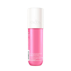 Close-up of the mist spray delivering a light, non-sticky feel with aloe and argan oil.