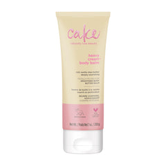 Cake Beauty vegan body lotion jar demonstrates rich hydration for dry skin.