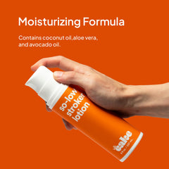 Cake So-Low Stroker Lotion nourishes skin with coconut oil, avocado oil, and aloe.