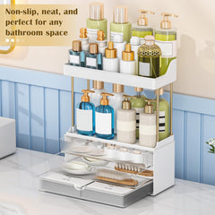 caktraie makeup organizer open drawers with perfume bottles provide quick, clutter-free retrieval.