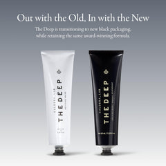 Caldera + Lab The Deep is being applied on the face for gentle exfoliation.