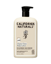California Naturals crema corporal en bote práctico para hidratación diaria sin grasa.