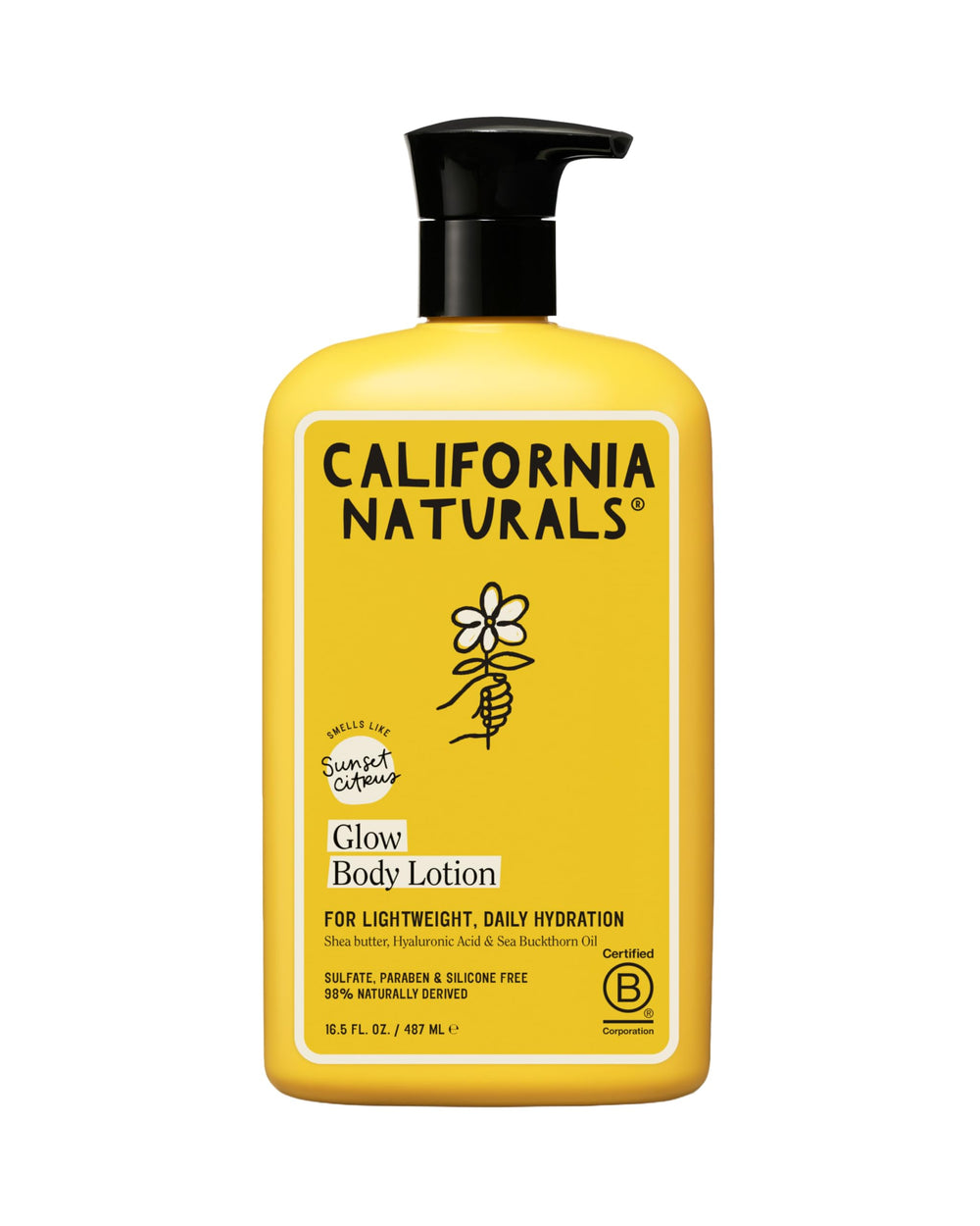 California Naturals Glow crema corporal atardecer cítrico en botella para piel suave