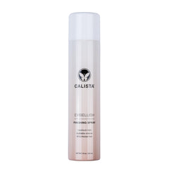 Calista Embellish Finishing Spray bottle front shows lasting volume and shine.