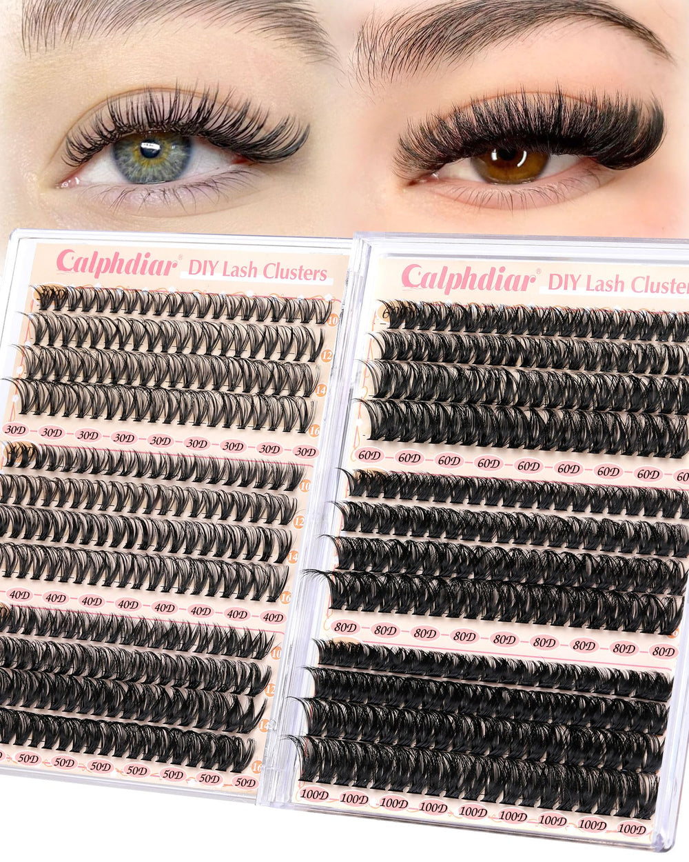 Calphdiar lash clusters pack front view for easy at-home extensions