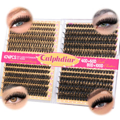 Calphdiar lash clusters 474pcs pack for at-home salon-look eyelash extensions.