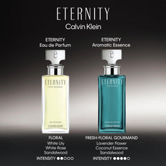 Calvin Klein Eternity bottle detail highlights bergamot notes for a fresh opening.