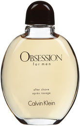 Bottle of Calvin Klein Obsession Aftershave highlighting bergamot opening for a fresh start