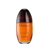 Calvin Klein Obsession bottle front, bold design for evening elegance.