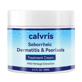 Calvris Scalp Comfort Balm in jar showing gentle, steroid-free relief for dry scalp