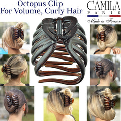 Pinza para cabello largo Camila Paris AD718 ofrece sujeción estable durante el día.