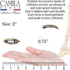 Camila Paris CP3367 onyx barrette demonstrating hair hold for thick or thin hair