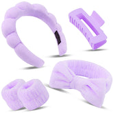 Banda Canitor para cabello spa morada, suave y absorbente para limpieza facial