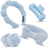 Canitor diadema spa cabellera azul, suave y absorbente para cuidado facial.