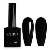 CANNI black gel polish bottle view shows pure black shade for accurate at-home manicures.