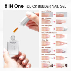 Aplicación suave de CANNI Builder Nail Gel facilita nivelación sin rayas