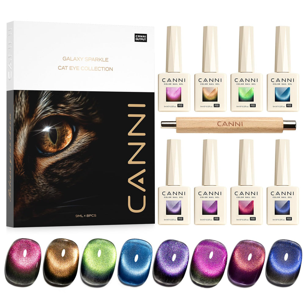 CANNI cat-eye gel nail polish set in red with magnetic effect for dynamic nails