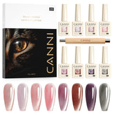 CANNI pink cat-eye gel polish with magnetic shimmer for chic nails.