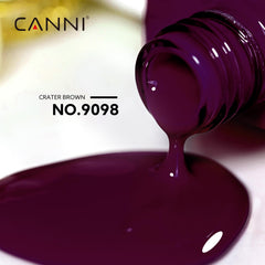 CANNI gel polish bottle at an angle highlighting rich burgundy-purple pigment