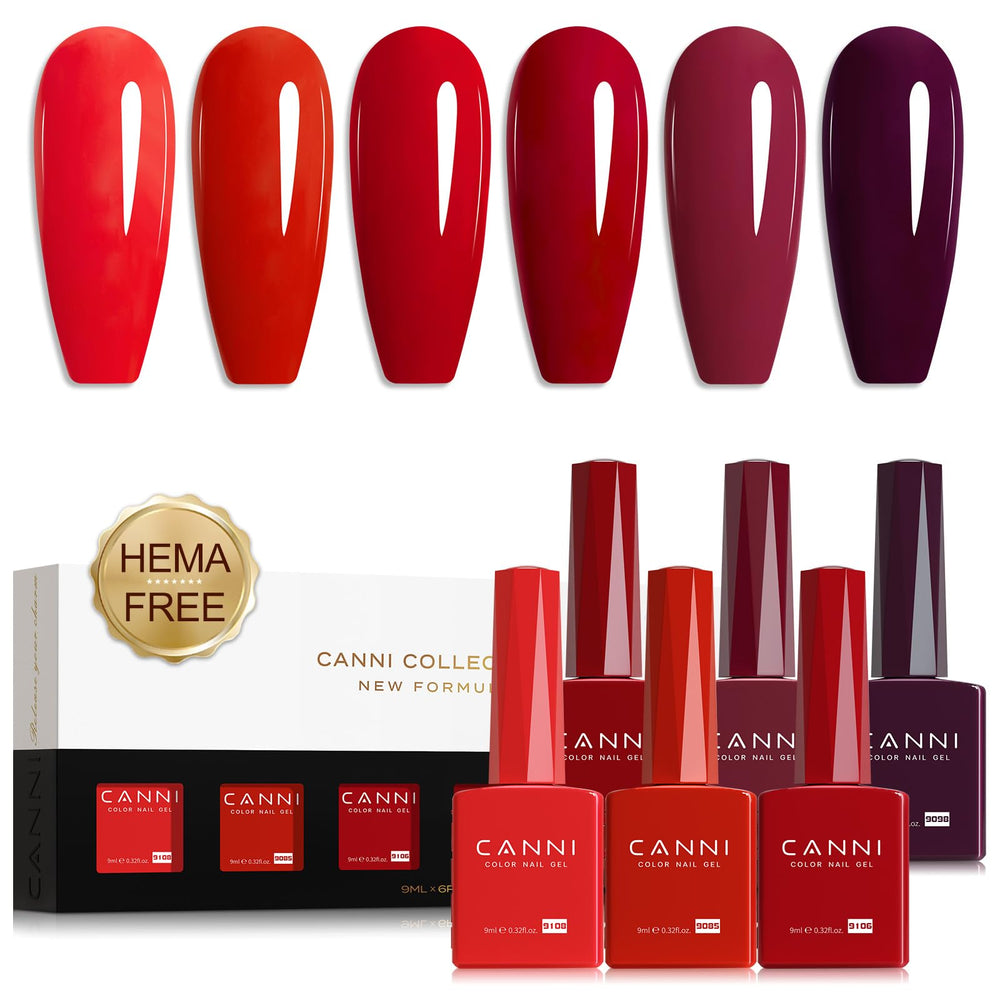 CANNI gel rojo clásico en botella color para una manicura duradera.