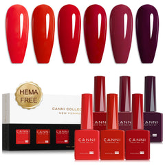 CANNI gel rojo clásico en botella color para una manicura duradera.