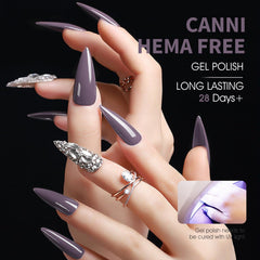 CANNI Grey Gel Nail Finish Closeup highlights high-gloss shine.