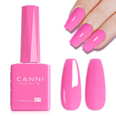 CANNI hot pink gel nail polish bottle on white surface showing your color choice and shine