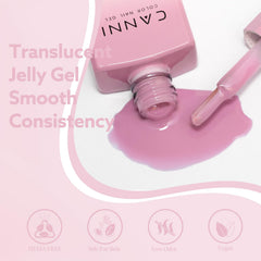 CANNI Jelly Nude Pink swatch on skin demonstrates sheer, milky finish and buildable coverage