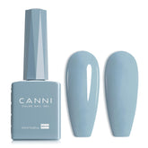 CANNI Light Blue gel nail polish bottle shows true color for precise shade matching at home.