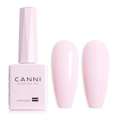 CANNI light pink gel polish bottle close-up shows the soft shade for home manicures