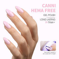 CANNI light pink gel polish color view highlights full coverage with fewer coats