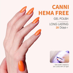 CANNI Orange Gel Nail Polish cap closeup highlights precise control.