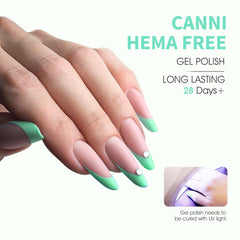 CANNI Pastel Green nail on swatch demonstrates smooth application and consistent finish