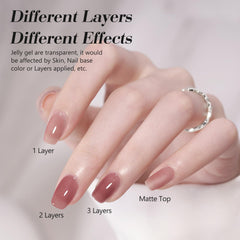 CANNI Pink Jelly Gel Polish on nails demonstrates long-lasting shine
