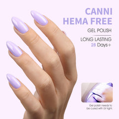 Brush stroke close-up shows smooth application with CANNI gel polish