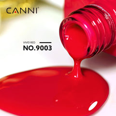 CANNI Red Gel Nail Polish brush stroke demonstrates smooth application for even coverage.