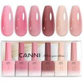 CANNI Rubber Base Gel set with six 9ml bottles for at-home manicure