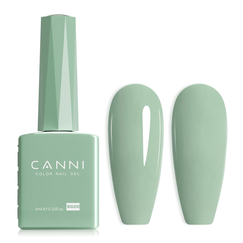 CANNI Sage Green gel polish bottle shows true color for precise at-home manicures.