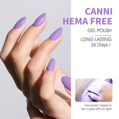 CANNI close-up of smooth gel polish application on nails.
