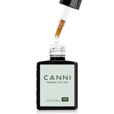 CANNI Tempered Gel Top Coat: botella cercana para apreciar el acabado y la protección.