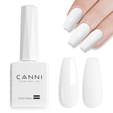 CANNI White Gel Polish bottle close-up showing pure white shade for a clean look.