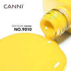 CANNI Yellow gel nail polish swatches display pastel shade for color matching.