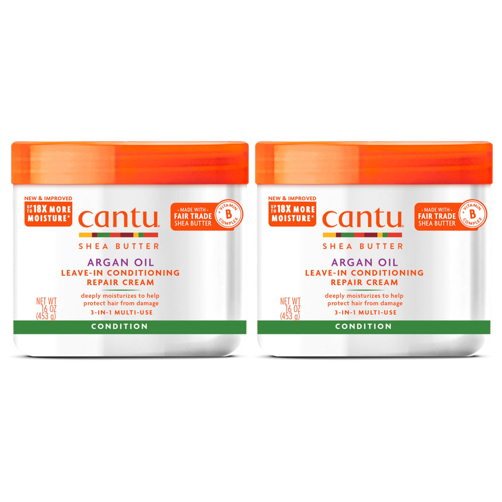Cantu crema sin enjuague con argán brinda brillo suave.