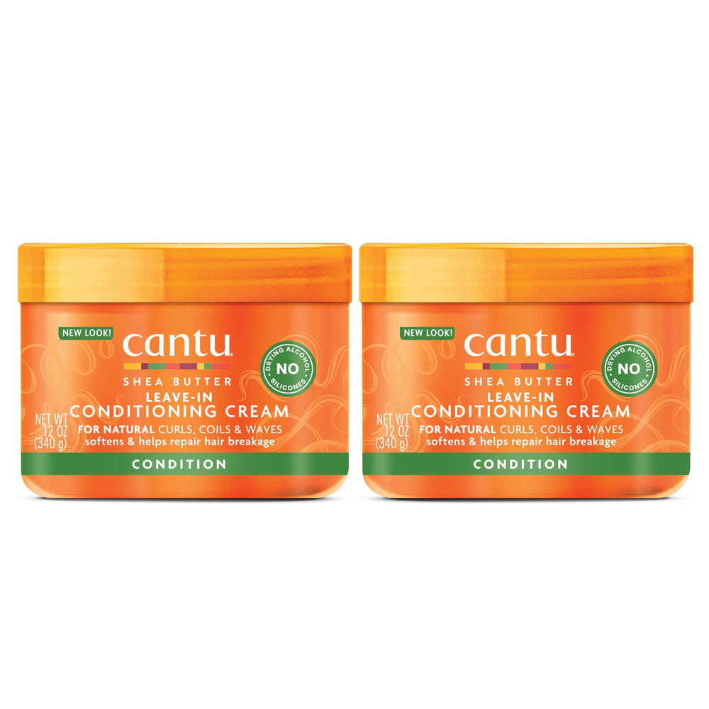 Cantu crema leave-in karité natural en envase doble para hidratación diaria.