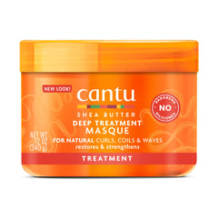 Cantu Deep Treatment Masque bottle showing hydrating formula for dry hair