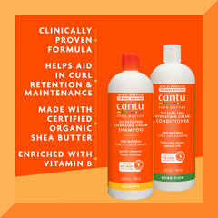 Cantu shampoo lather close-up highlighting creamy cleansing formula