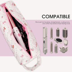 Canumer Cherry Pattern Hair Tools Organizer Bag durable water resistant exterior protects tools during trips