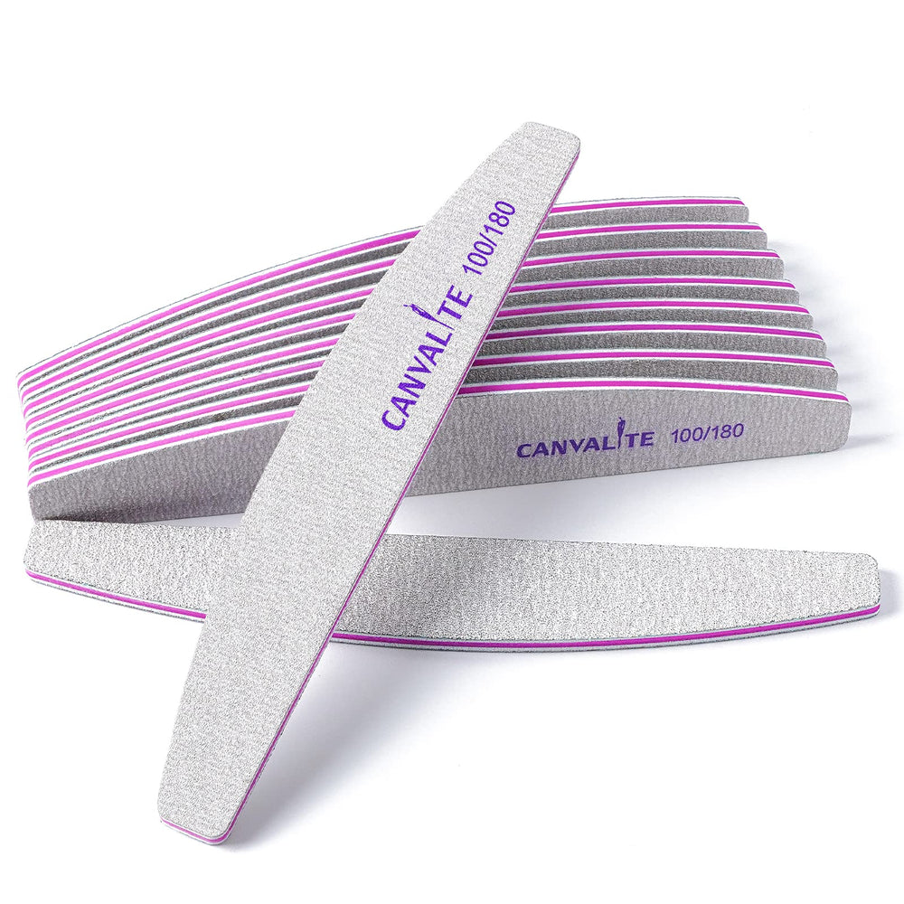 CANVALITE nail file halfmoon 100/180 grit for quick shaping and smoothing nails