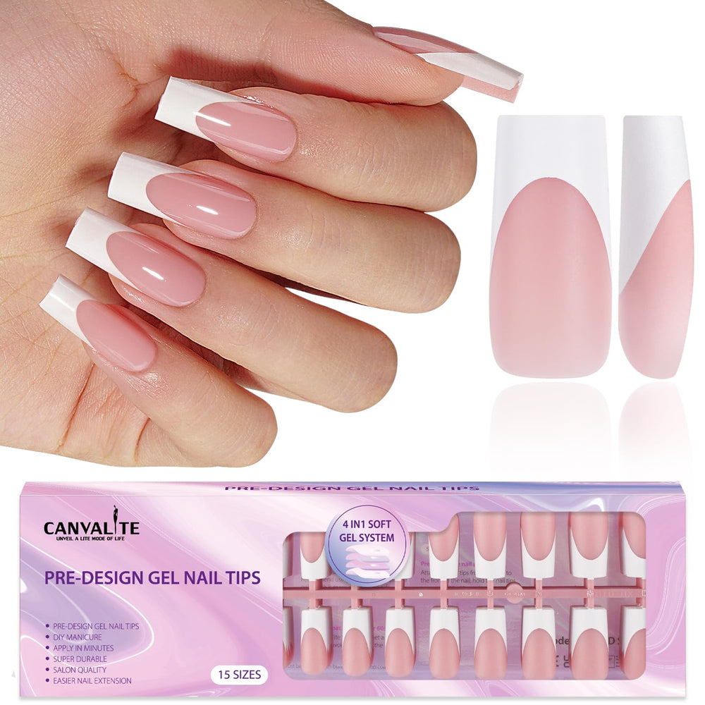 CANVALITE uñas French Tip con diseño pastel para estilo rápido